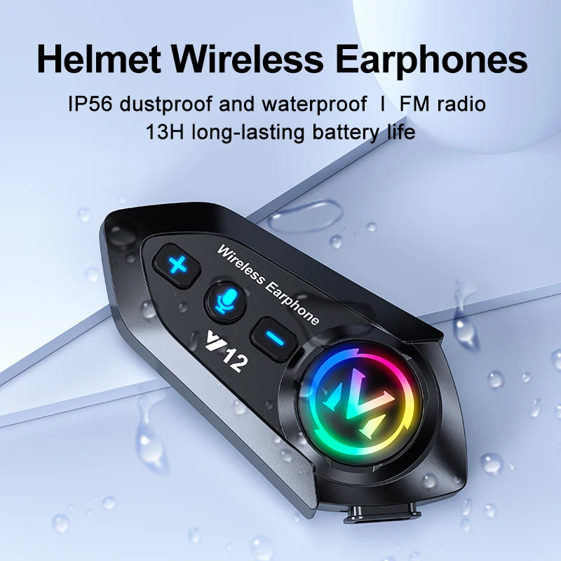 Bluetooth 5.4 Motorcycle Helmet Headset 500mAh Battery Life Wireless Hands Free Headphone Waterproof Noice Reduction Earphone