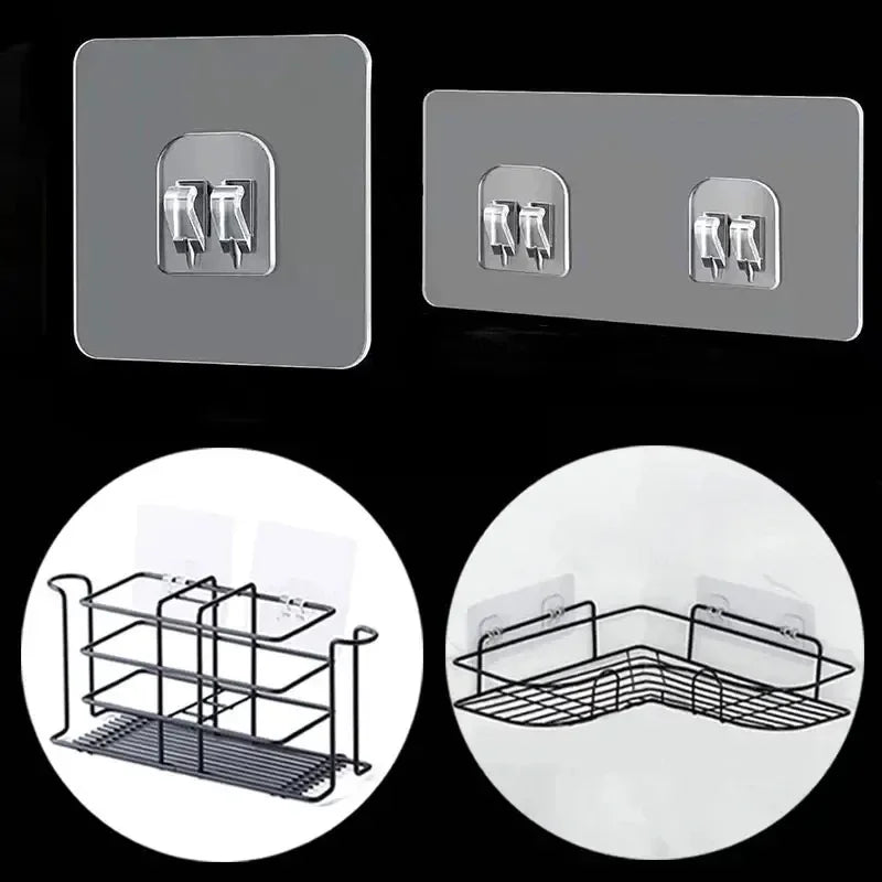 Transparent Hanging Shelf Hooks Wall Storage Rack Fixing Patch Strong Self-Adhesive Snap For Kitchen Bathroom Gadgets