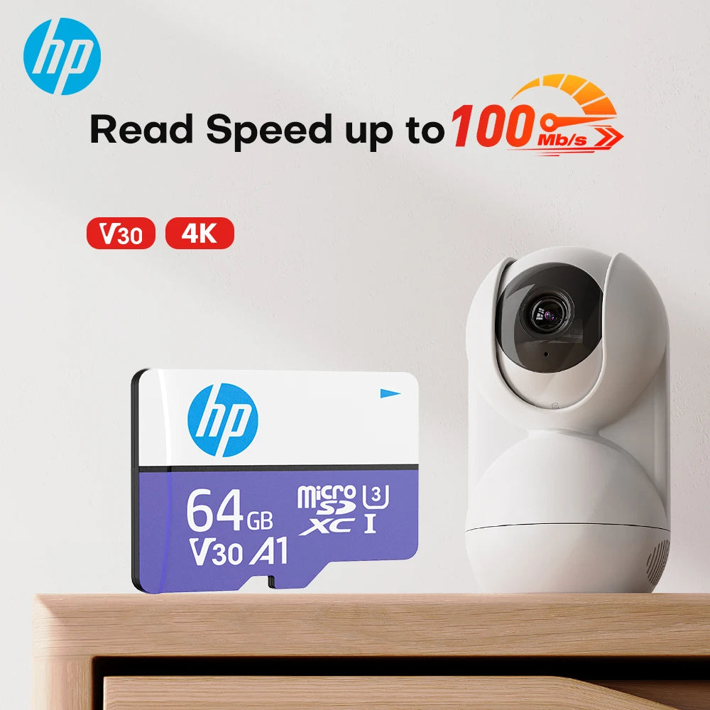 HP Micro SD Card 64GB 128GB 256GB U3 V30 A1 TF Memory Card High Speed 4K UHD Video Card for Camera Phone Dash Cam