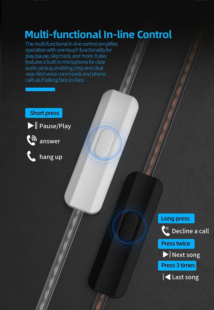 KZ EDC PRO upgraded high-quality dynamic HIFI in ear interchangeable cable wired motion noise cancelling headphones