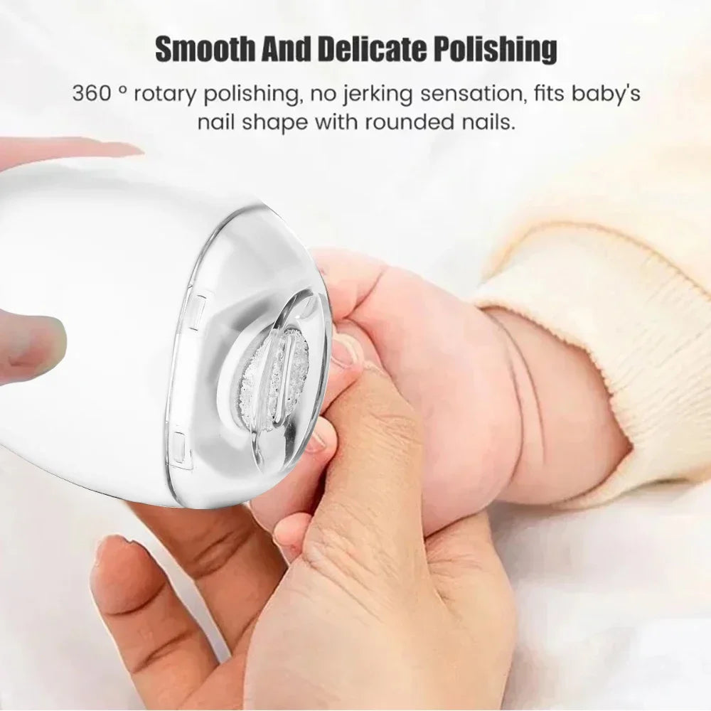 2-In-1 Portable Electric Nail File Built In LED Light Safe Automatic Nail Grinder Manicure Care Kit For Baby And Adult Home Daily Use