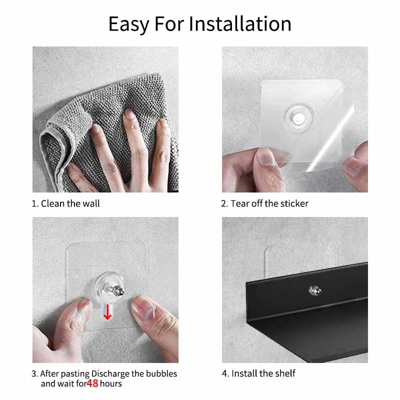 20/30/40/50cm Metal Floating Shelves Wall Mounted Storage Shelf Kitchen Shower Room Bedroom Bathroom Organizer Accessories