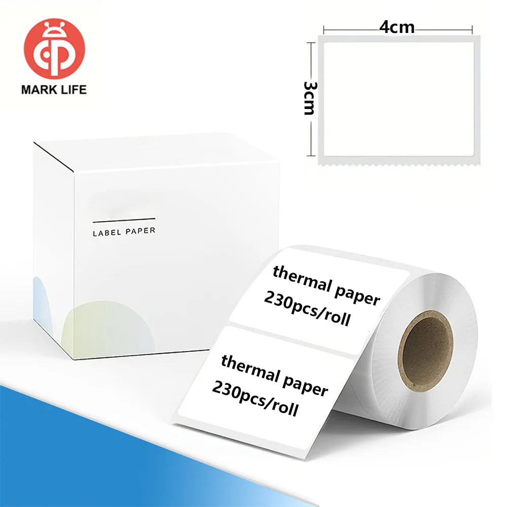 Marklife Thermal Papers White Thermal Self-adhesive Stickers Compatible For P50/S2 Portable Thermal Printer To Gift/Marking/Tape