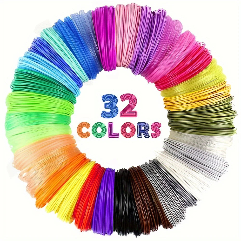 32/15/10 Colors 3D Pen Filament Refills 1.75mm PLA, Each Color 10Feet(3m), Total 320/150/100 Feet (96/45/30m), Random Color