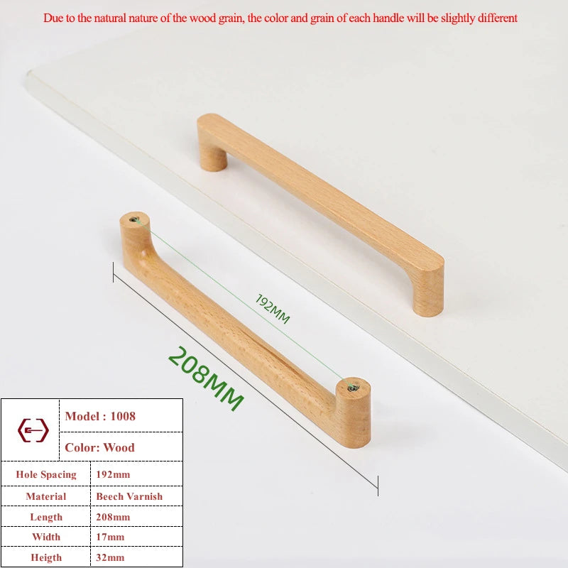 Nordic Wooden Cabinet Handles Solid Wood Furniture Kitchen Door Handle Wardrobe Cupboard Drawer Knobs Hardware Round Pull Handle