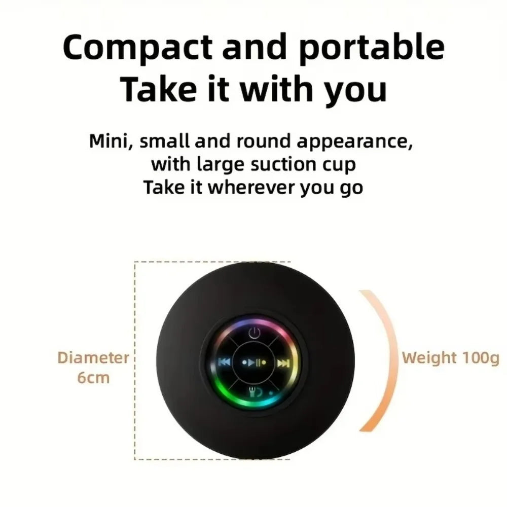 Mini Portable LED Bluetooth Speaker New Bathroom Waterproof Large Suction Cup Speaker Wireless Outdoor Sports Stereo Speaker