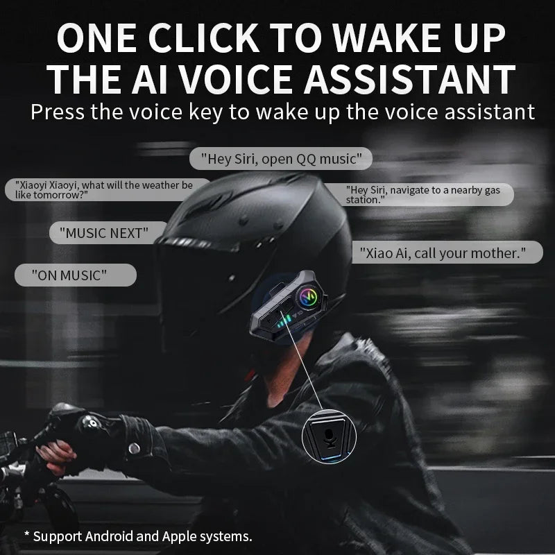 Y10 Bluetooth 5.3 Helmet Headset Wireless Hands-free Call Phone Kit Motorcycle Waterproof Earphone Music Player Speaker for Moto