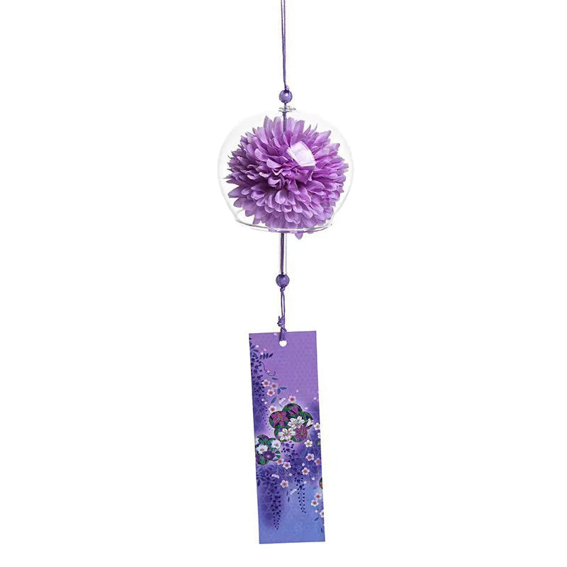 1PC Japanese Wind Bell Japan Wind Chime Handmade Glass Furin Home Spa Kitchen Office Decor Sakura Cherry Blossom Pattern Pendant