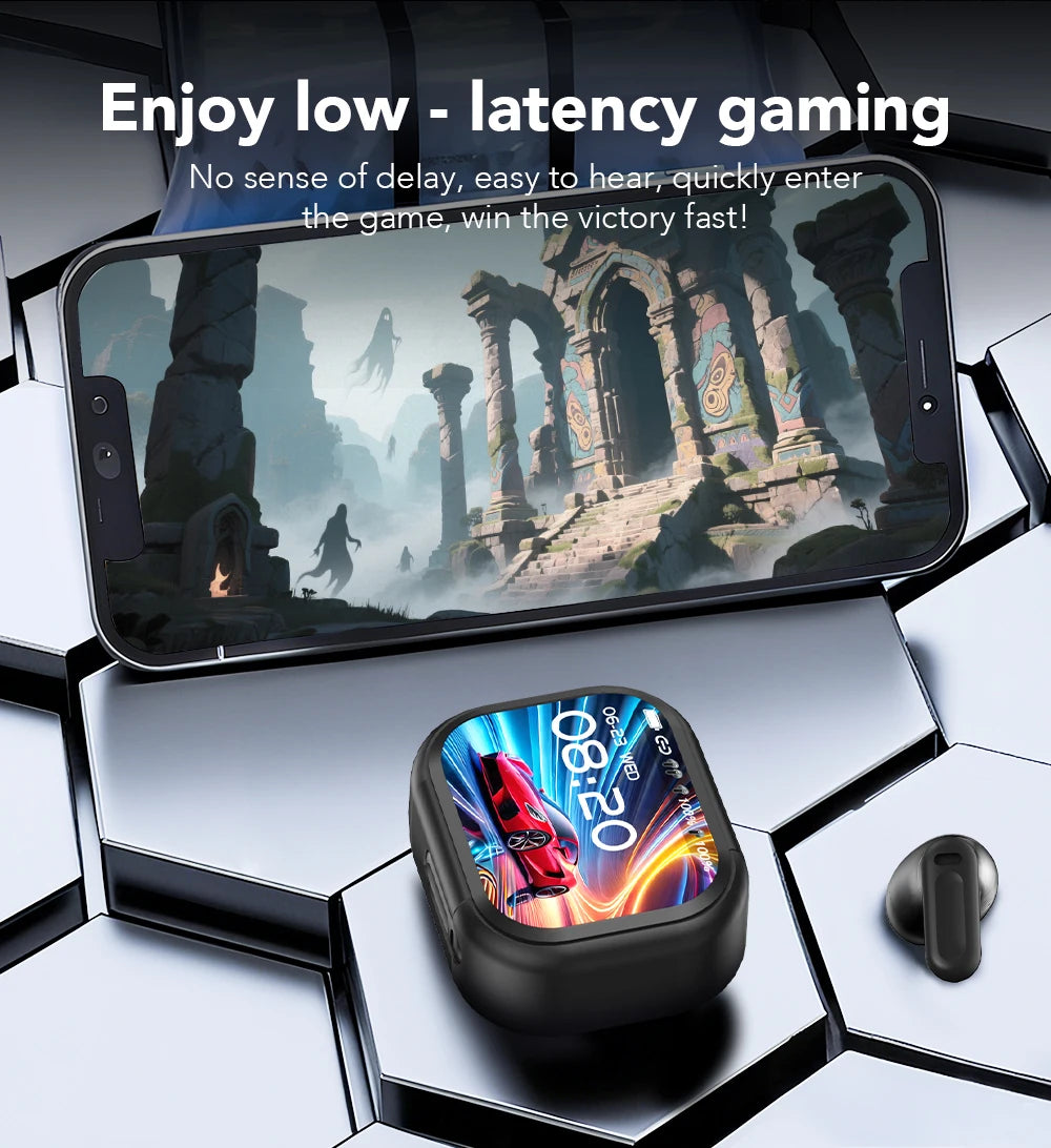 [Ultra HD Screen] HTC NE20 Earphones Bluetooth V6 TWS Sports Wireless Headphones AI Translator Earbud In-Ear Noise Reduction Mic