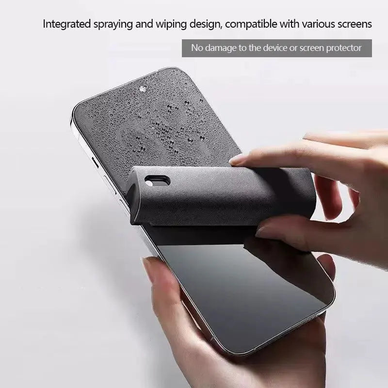 Mobile screen cleaner 2-in-1 spray wipe tablet LCD laptop cleaning tool for oil removal and fingerprint prevention