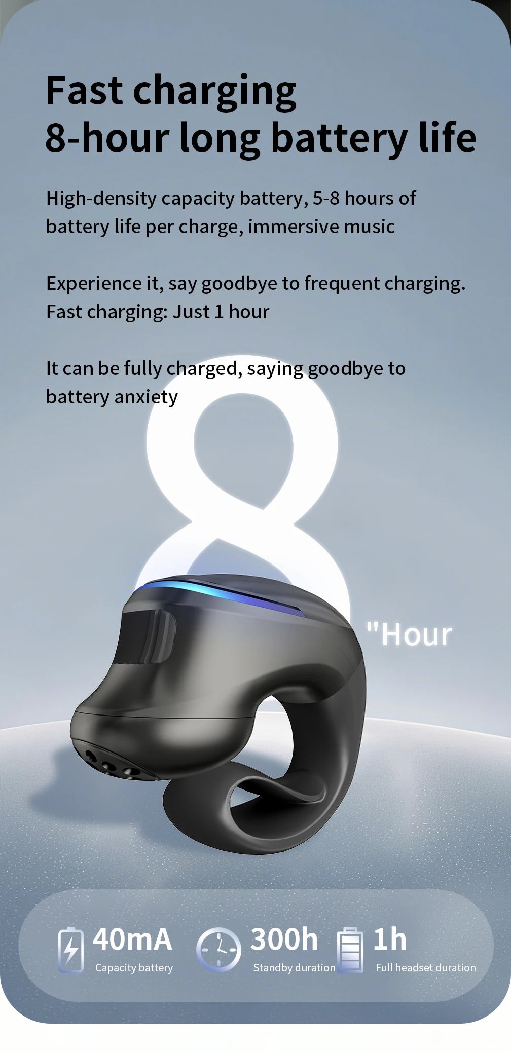 Bone Conduction 5.3 Wireless Bluetooth Headset Talking Clip-on Headset Long Time Wear Without Pain Ultra Long Battery Life
