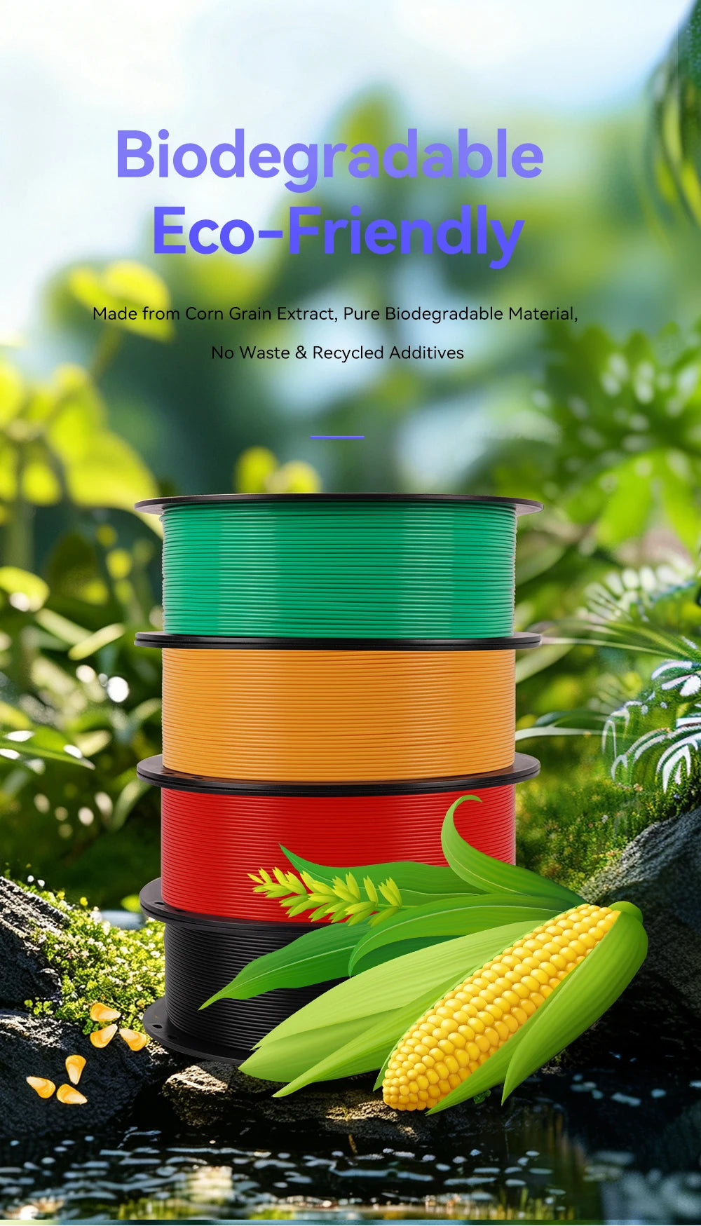 KINGROON 22LBS PETG or PLA Filament 3D Printer Filament 10 Rolls 1KG 1.75MM Eco-Friendly Good Toughness Mix Color Free Shipping