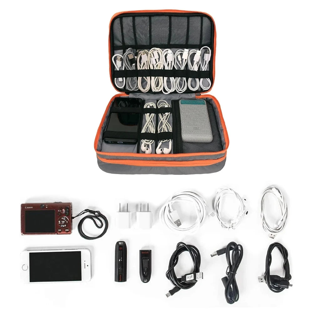 Multi Layer Cable Storage Bag, Electronic Accessories Organizer, Portable Travel Cable Organizer Case for iPad Cable Charger