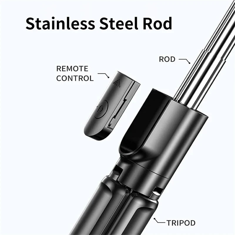 Selfie Stick with Light Wireless Tripod Stand Bluetooth Remote Extendable for iPhone Android Phone Live Streaming Vlog
