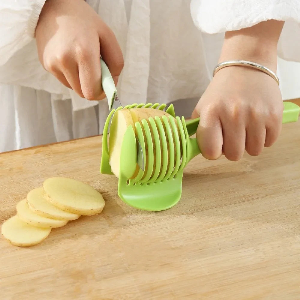1PC Plastic Kitchen Handheld Potato Slicer Tomato Cutter Tool Lemon Cutting Cooking Kitchen Accessories Kitchenware