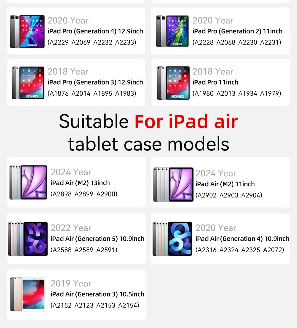 For iPad 10.2 Case 7/8/9th Generation Cover For 9.7 5/6th Air 2 Pro 11 1st/2nd/3rd/4th Air 4/5 10.9 Wake up from sleep funda