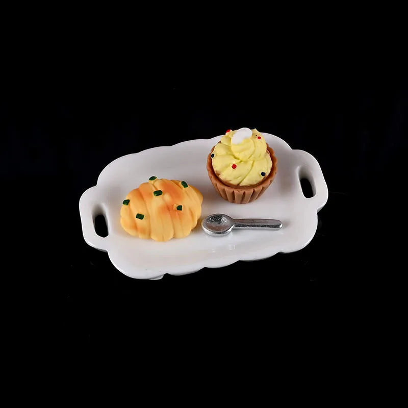 1set 1/12 Dollhouse Simulated Breakfast Afternoon Tea Set Dollhouse Mini Kitchen Food Decoration For Kid Pretend Play Toys