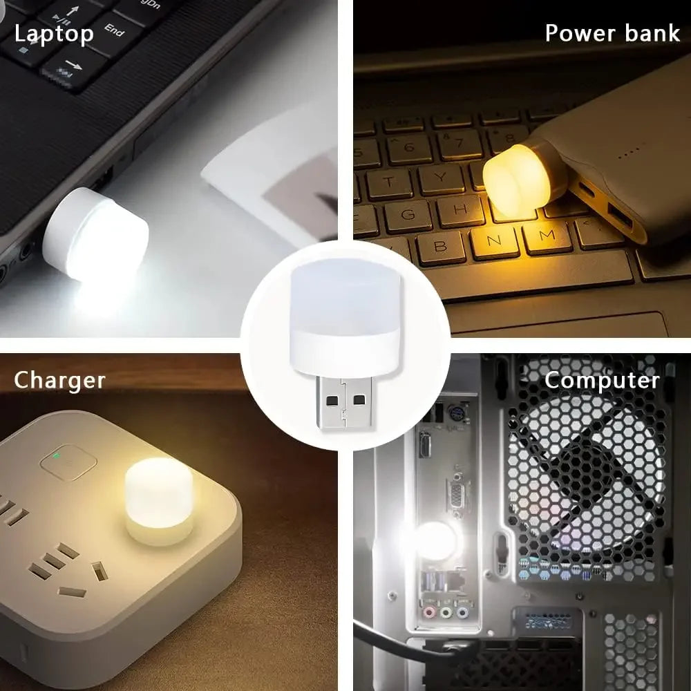 Small USB Night Light Computer Mobile Power Charging Mini Book Lamps LED Light Warm White Eye Protection Reading Light 1/10Pcs