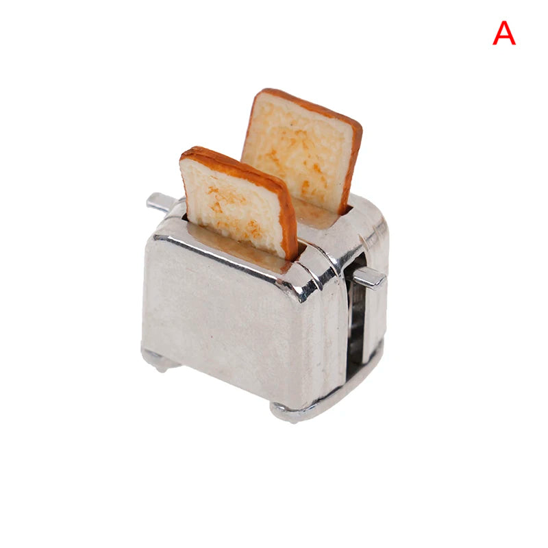 1PC Dollhouse 1/12 Scale Mini Bread Machine With Toast Miniature Dollhouse Kitchen Access Toaster Cute  Home Decoration