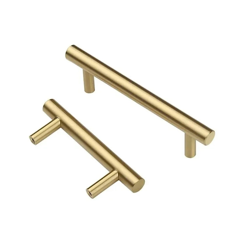 Modern Gold Kitchen Door T Bar Straight Handle Knobs Cabinet Pull Diameter 10mm Stainless Steel Handles Furniture Handle