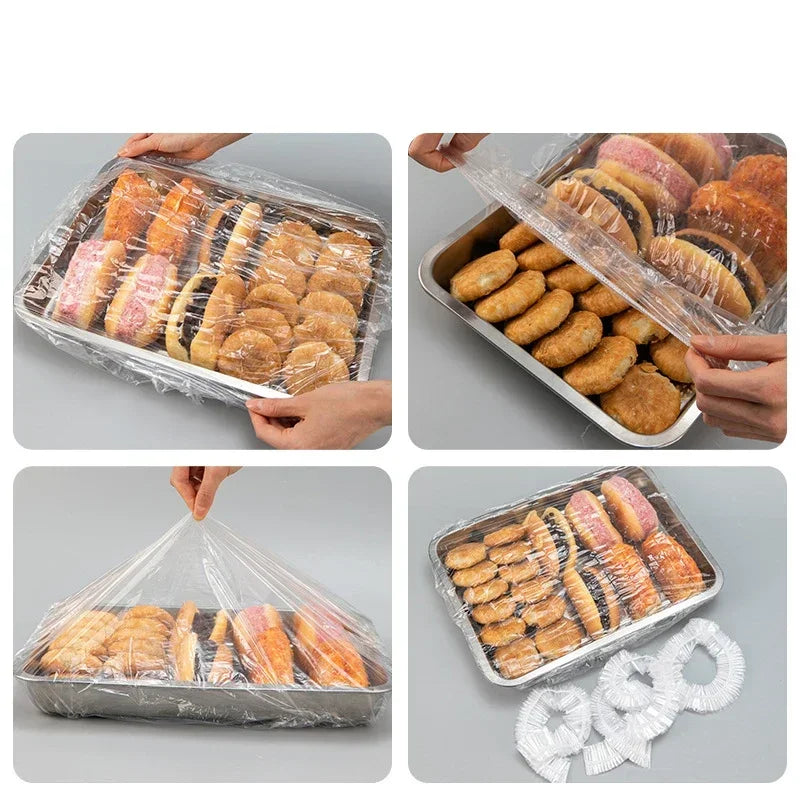 120/70/52/38CM Disposable Food Cover Food Grade Kitchen Storage Elastic Plastic Storage Accessories Cling Film Shower Cap Shoes