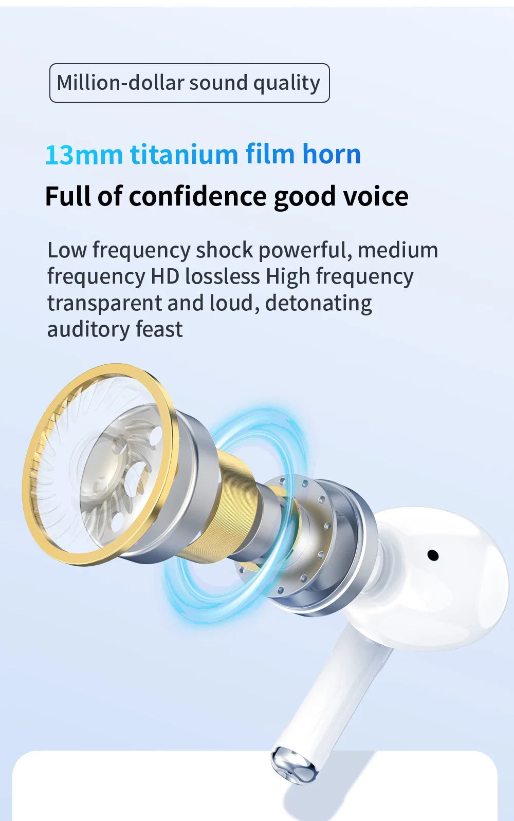 True Wireless Bluetooth Earphones Headphones Bin Lanyard HiFi Sound Low Latency Noise Reduction Earbuds for IOS Android