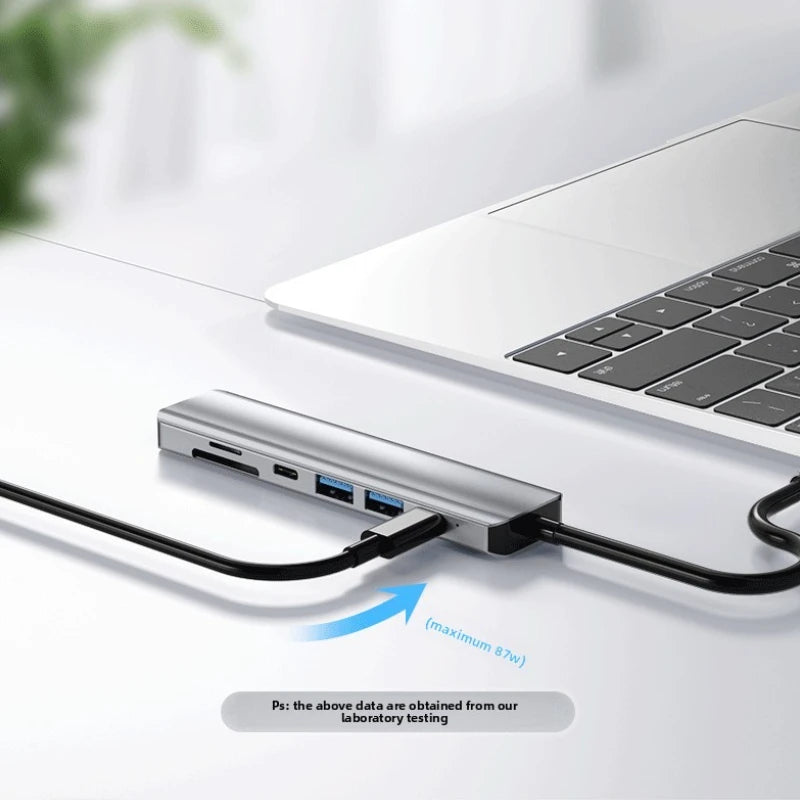 USB C Docking Station TYPE-C HUB to HDMI 4K 30Hz with Screen off Button USB 3.0 5Gbps HUB 87W Fast Charging for MacBook