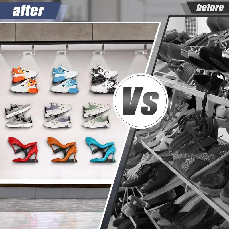H-shaped Shoe Rack Wall Mounted Floating Shoe Display Shelves Sneaker Holders for Shoe Collectors Advertising Exhibition