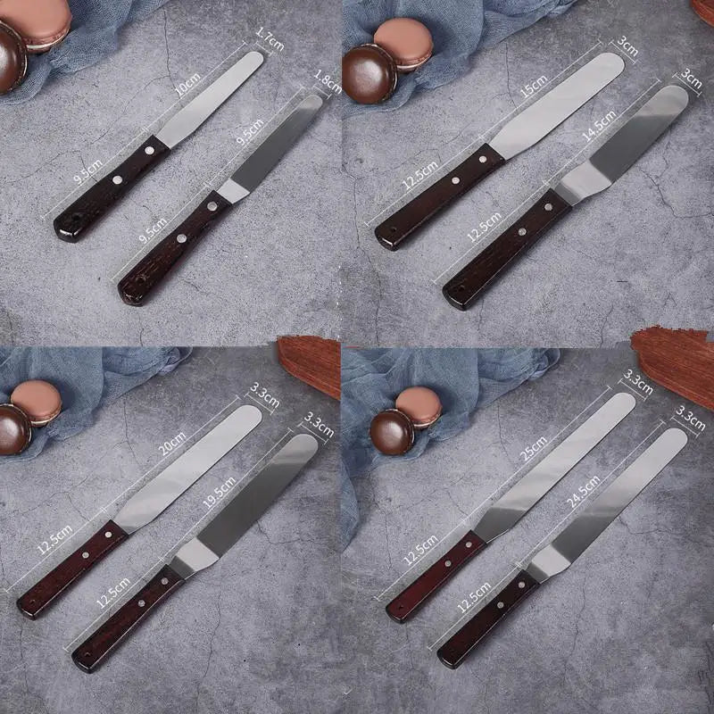 4/6/8/10 Inch Stainless Steel Cake Spatula Butter Cream Icing Frosting Knife Smoother Brush Kitchen Pastry Cake Decoration Tools
