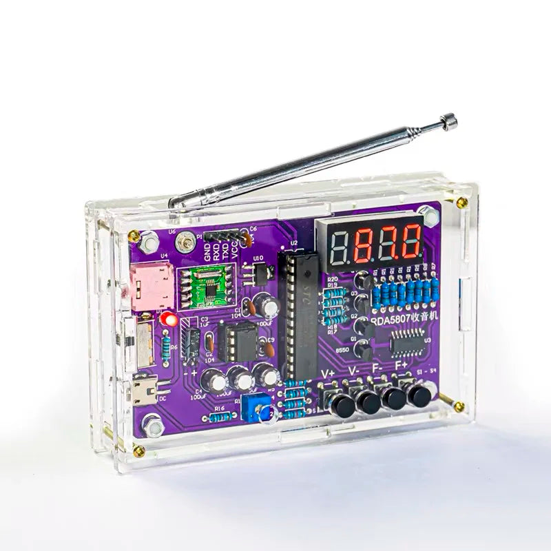 DIY FM Radio Electronic Kit 87-108MHz Adjustable Frequency Digital Display Soldering Project Practice Solder RDA5807S