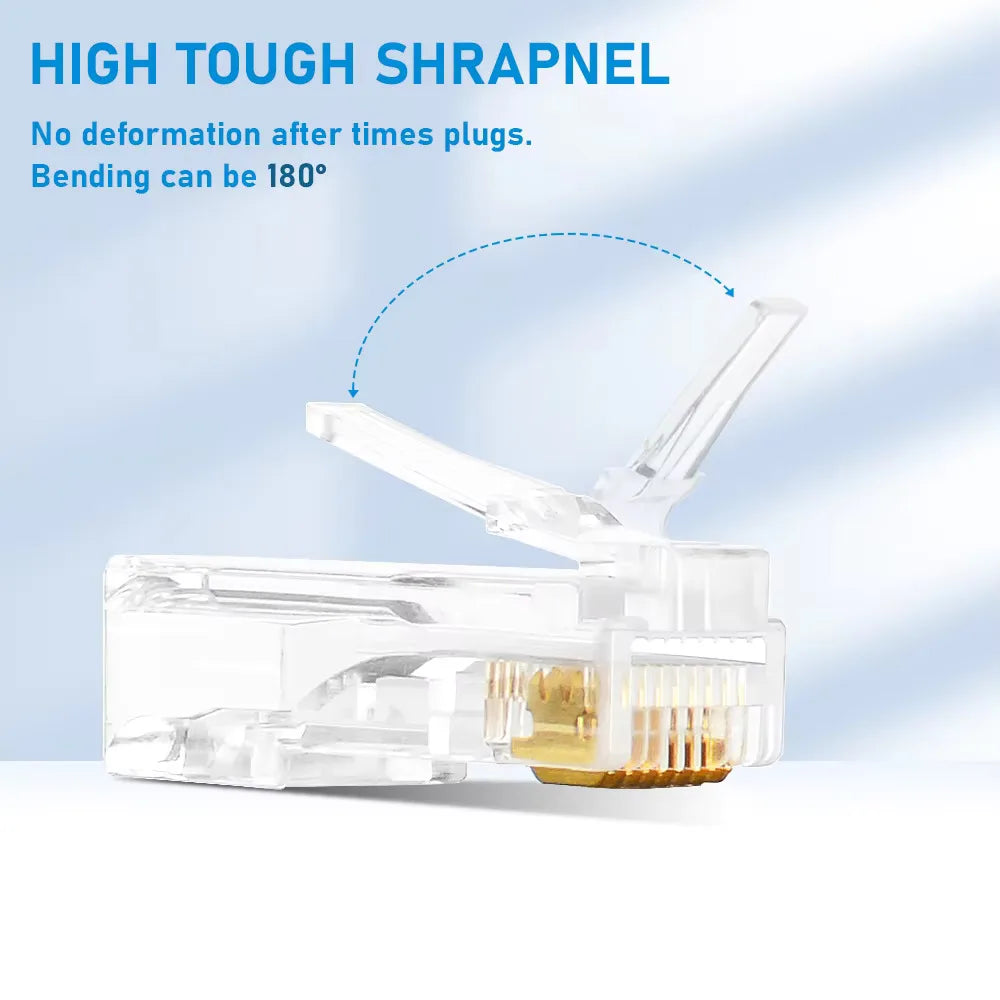 50/100pcs Pass Through RJ45 Cat6/Cat5e Connectors Crystal End 8P8C Crimp UTP Standard Ethernet Network Modular Plug