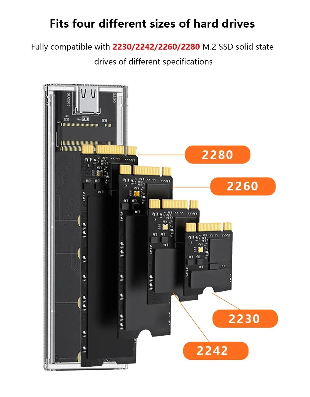 M.2 NGFF/NVME to USB3.0 Mobile Hard Disk Case SATA SSD Type-C 5Gbps Enclosure Adapter