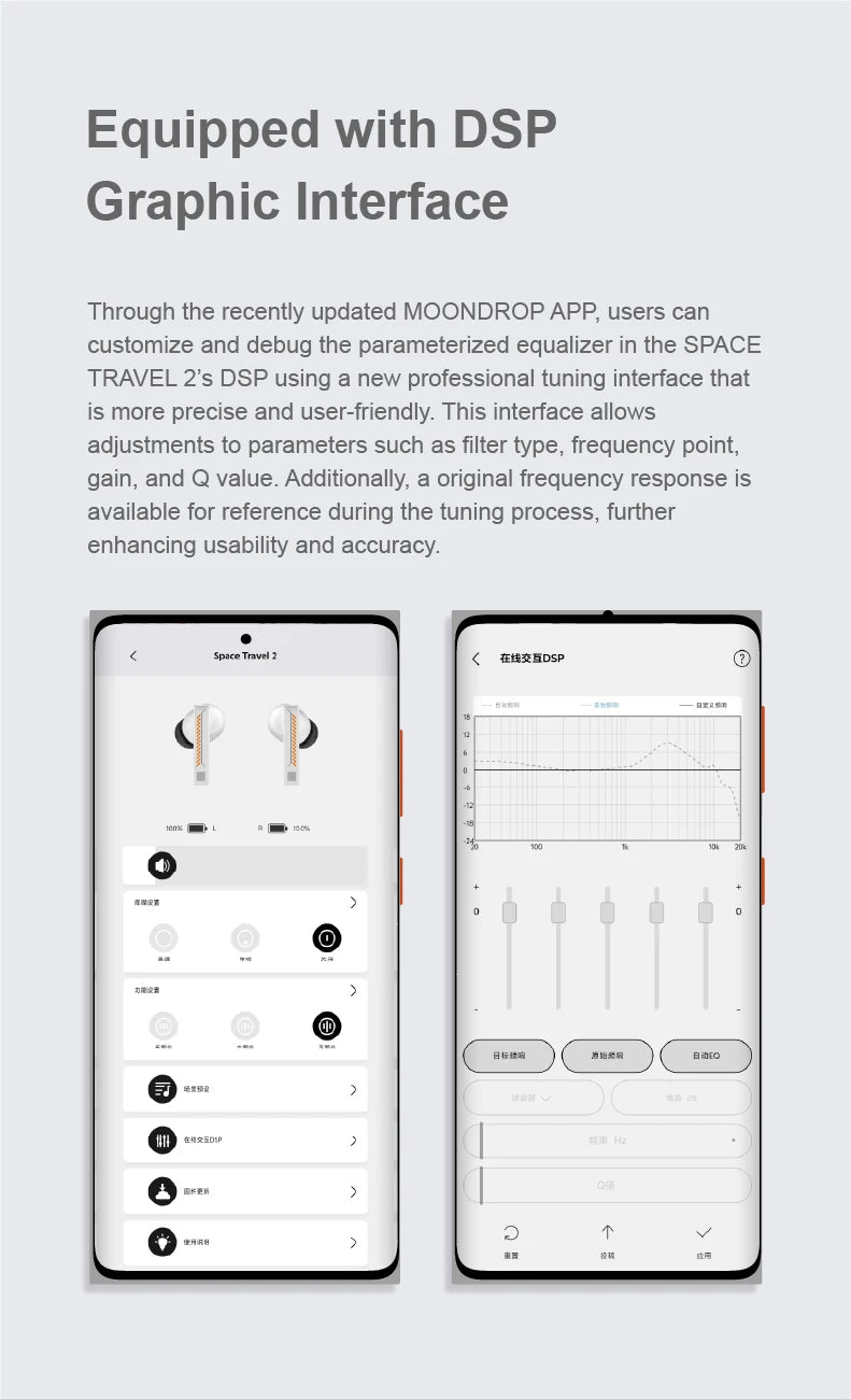 MOONDROP Space Travel 2 earphone HiFi Noise-Canceling TWS wiress Bluetooth 6.0 ANC Low-latency Game Mode SBC/AAC gaming headset