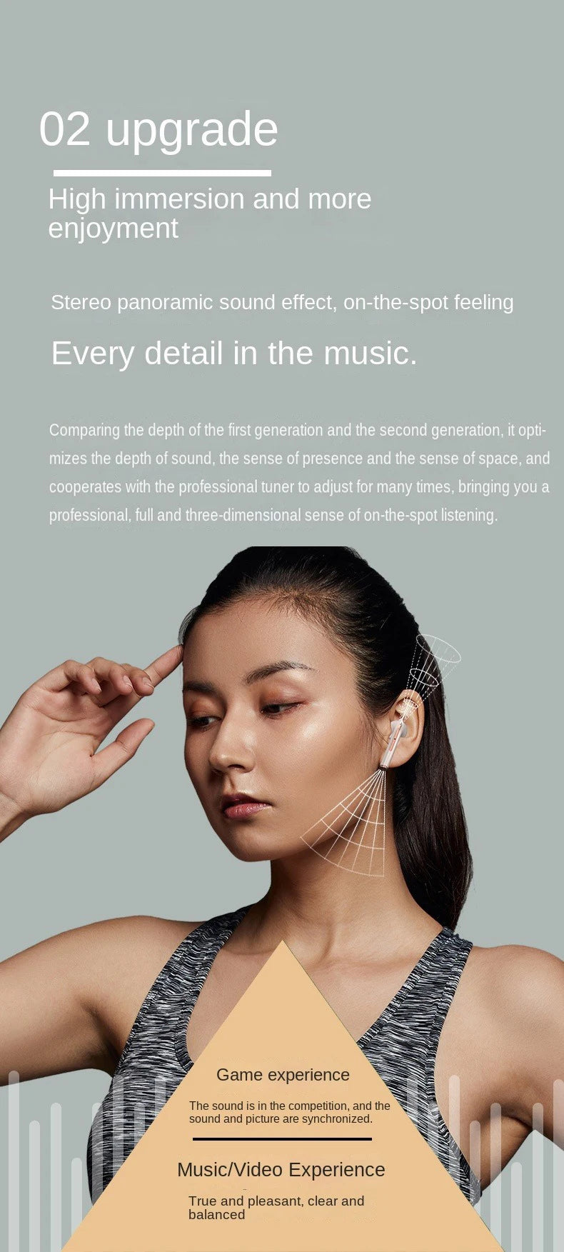 J18 TWS Wireless Earbuds, 5.3 Bluetooth Headphones Long Playtime, Noise Cancelling Voice Call, for Gaming, Business & Sports