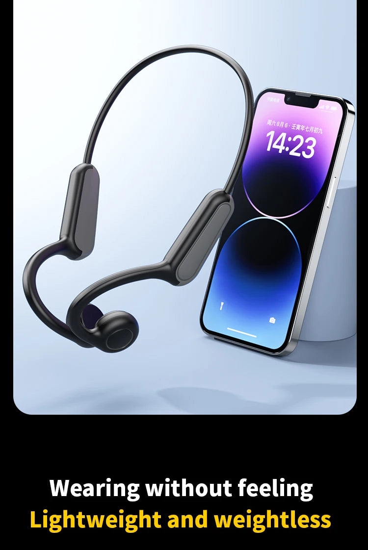 NEW Real Bone Conduction Sport Headphone Wireless Earphone Bluetooth-Compatible Headset Hands-free with Mic for Running