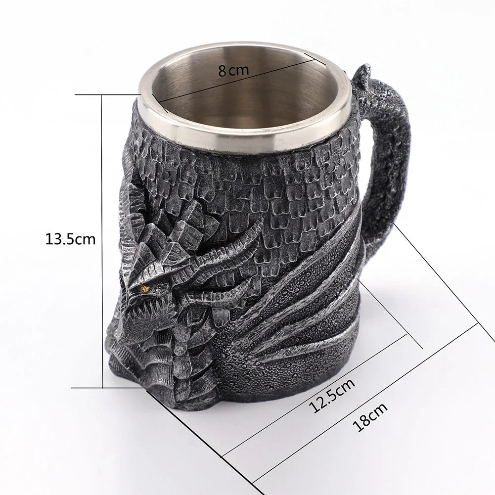 Wooden Barrel Beer Cup Stainless Steel Beer Mug Double Wall Drinking Cups Viking Style Vintage Coffee Mugs Kitchen Supplies