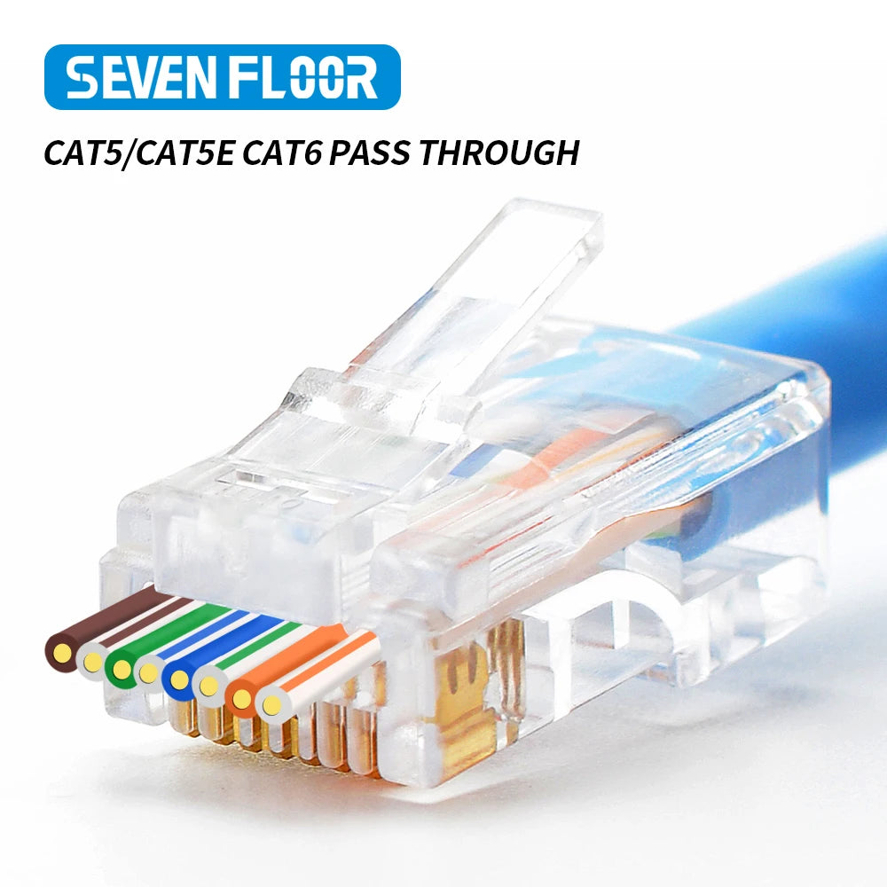 10PCS/50PCS RJ45 Connectors Cat5e Cat6 Pass Through EASY to Crimp Modular Plug for Solid Stranded Network Cable