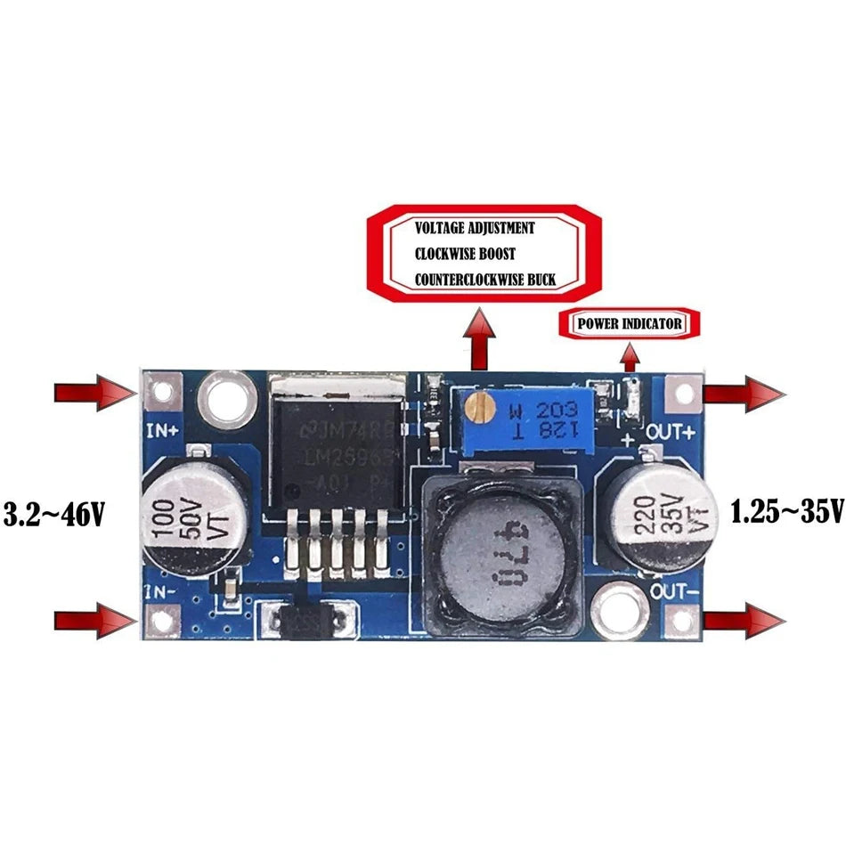 5 Pack LM2596S Buck Converter High Efficiency DC-DC Converter Voltage Regulator 3.0-40V to 1.5-35V Adjustable Output