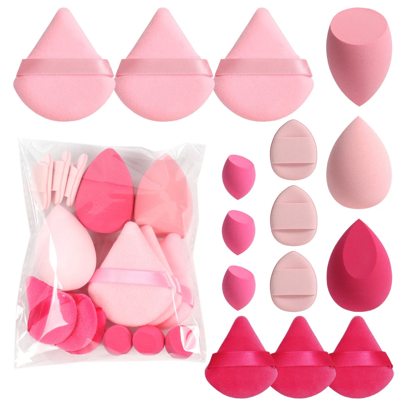 Spring 15 Cans, 3 Loose Powder Puffs & 3 Mini Loose Powder Puffs & 3 Mini Makeup Eggs & 3 Mini Air Cushion Puffs, Foundation Mix