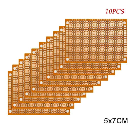 10PCS 5x7CM 5*7CM PCB Breadboard Protoboard Single-Sided Universal Printed Circuit Boards 1.2MM Thick DIY Set Yellow