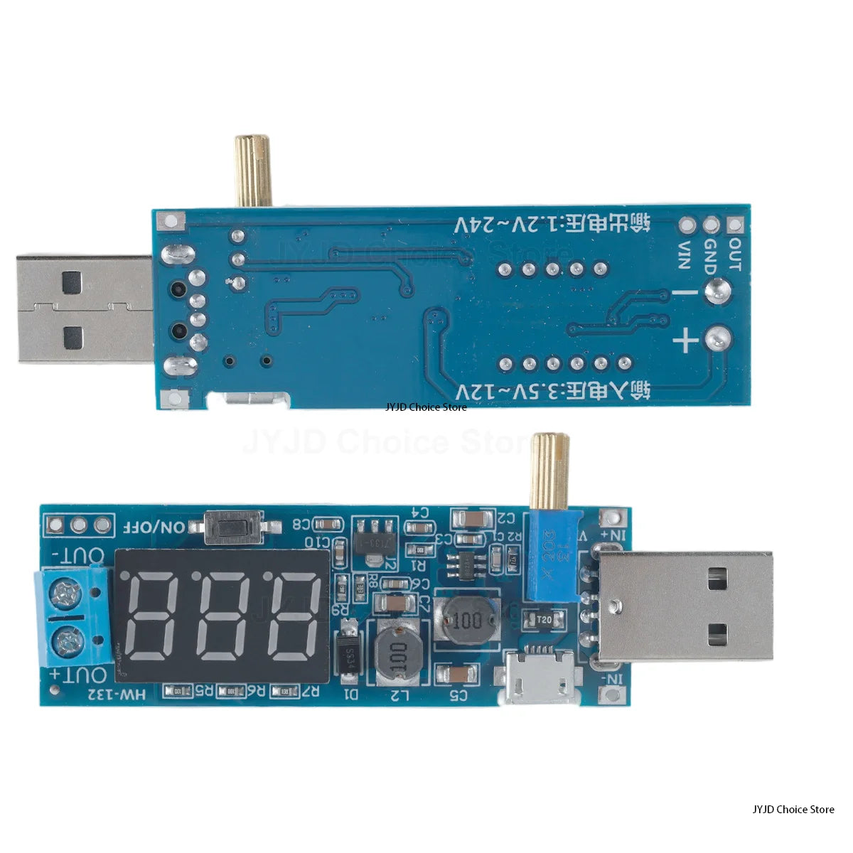 Adjustable DC-DC Boost Buck Converter Module, USB Input Step Up Step Down Power Supply Module Output 1.2V-24V
