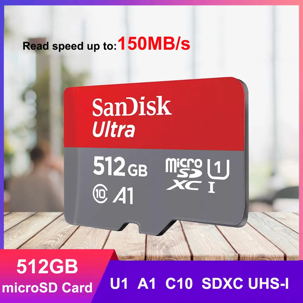SanDisk Ultra MicroSD Card 32GB MicroSDHC A1 UHS-I Class10 64GB 128GB 256GB 512GB 1TB MicroSDXC Perfect for Full HD Video