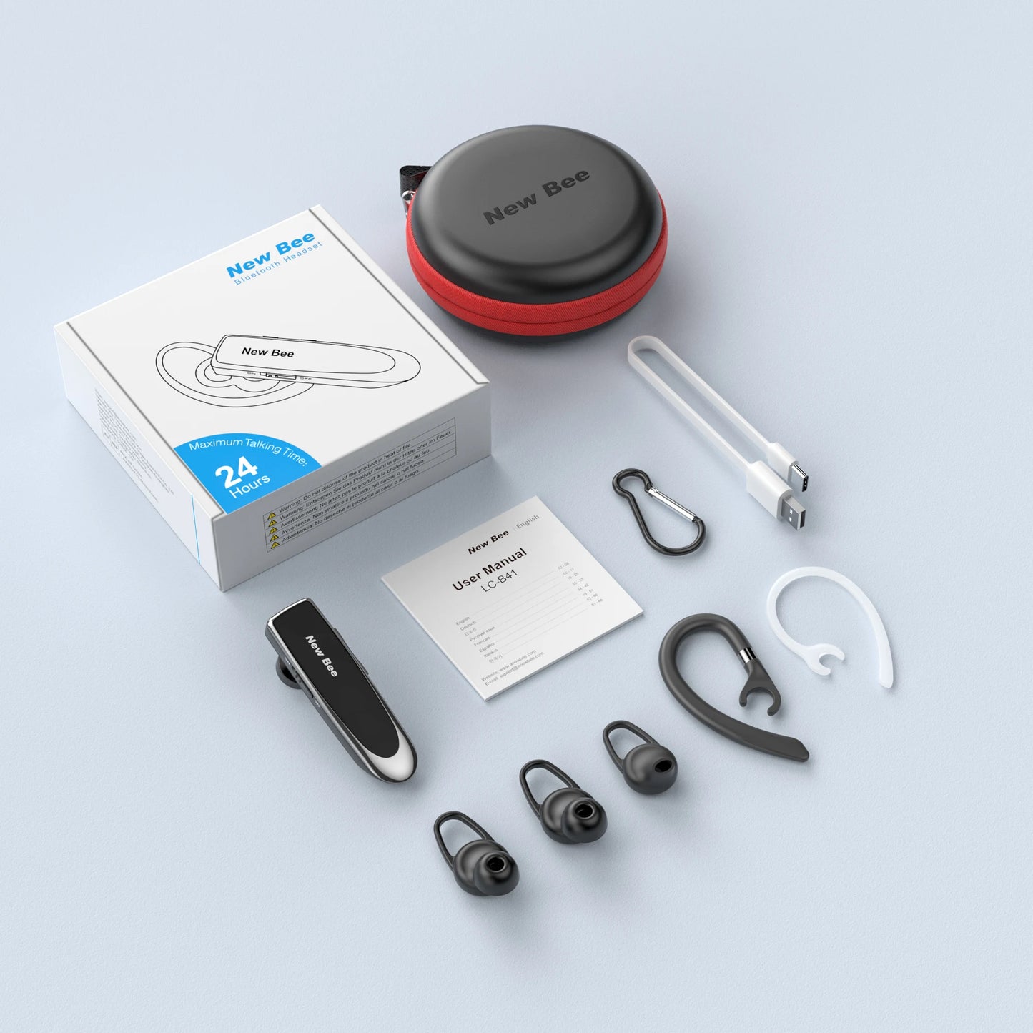 New Bee B41 Wireless Bluetooth 5.0 Earphones Hands-Free Mini Headset 22H Music Playing Earpieces With CVC 6.0 Mic For IPhones