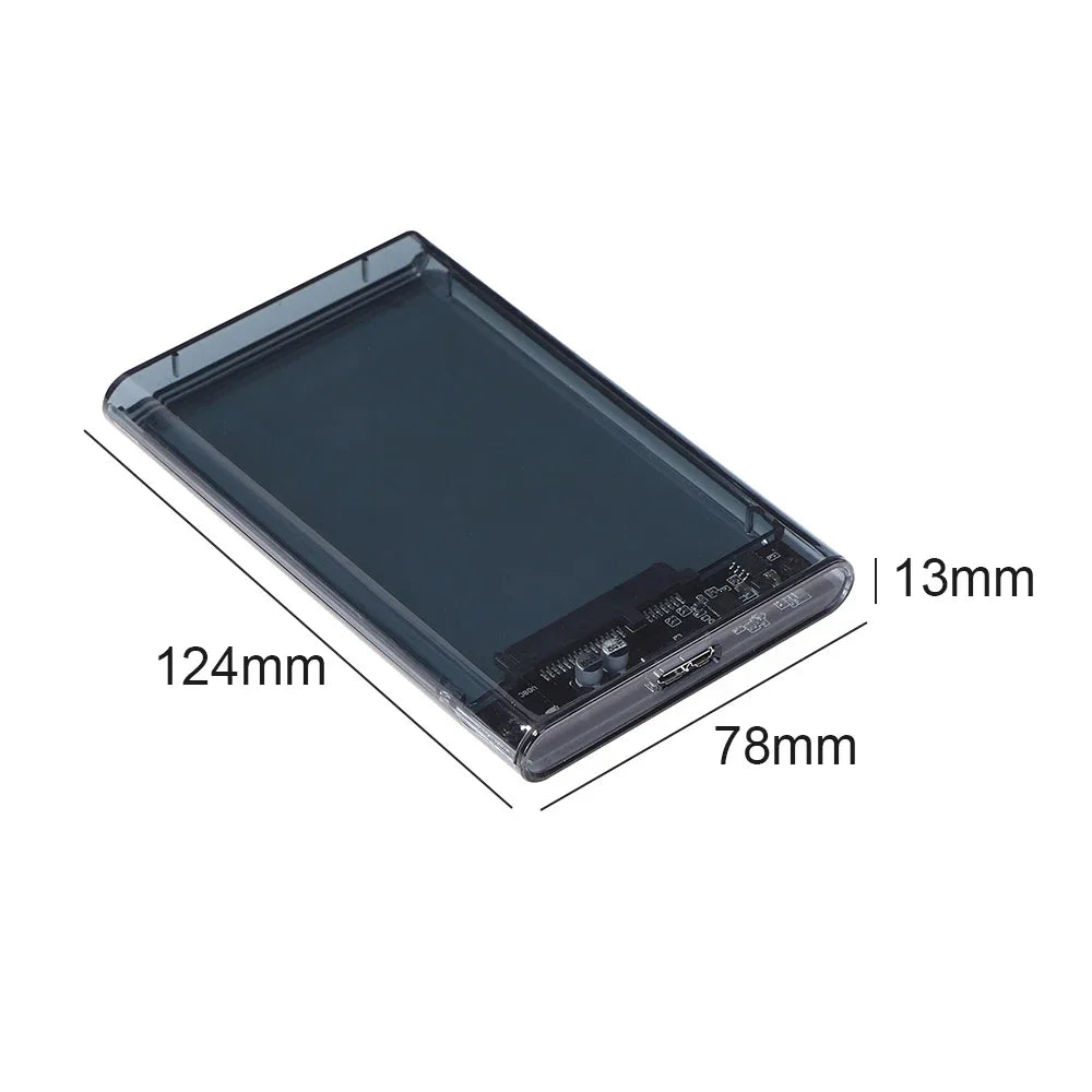 USB External Hard Drive Enclosure 2.5 inch SATA to USB UASP Clear Portable Hard Drive Case 2T HDD Tool-Free Transparent
