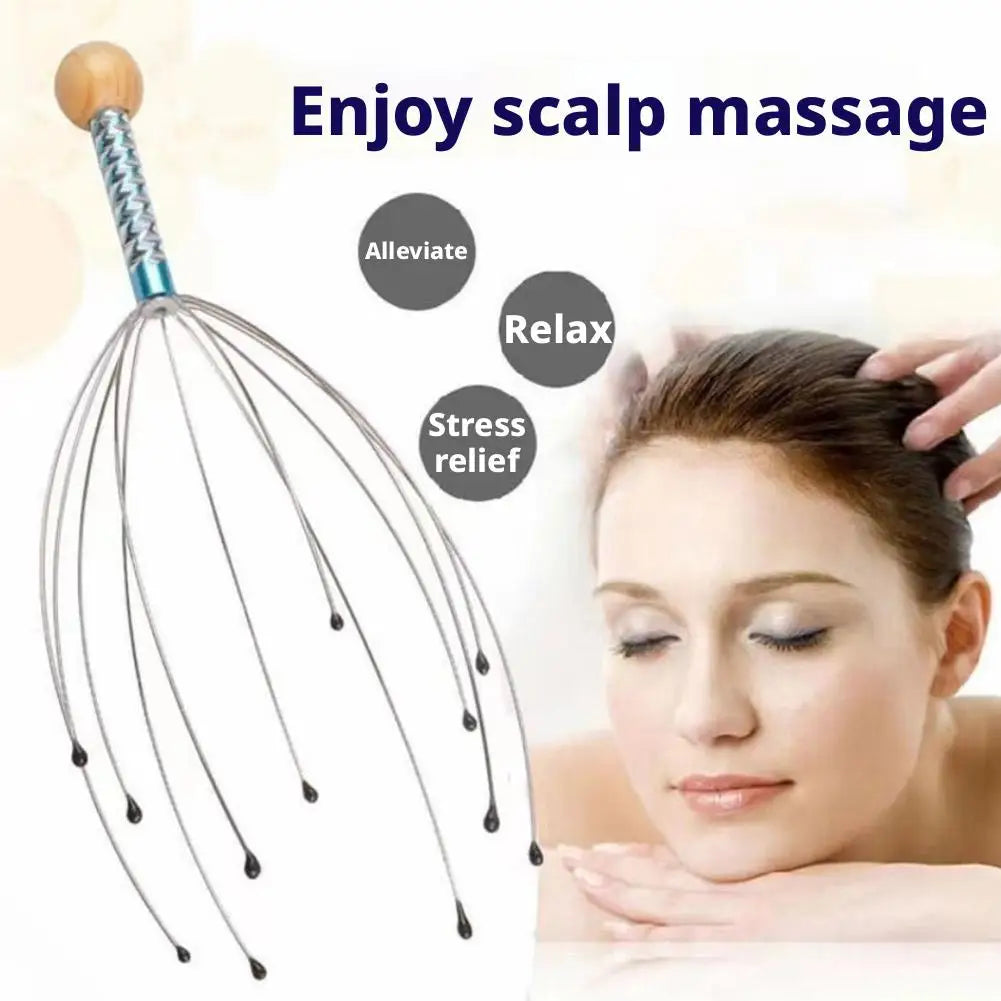 Octopus Head Massager Scratching Scalp Relaxation Relief Body Massager Scratcher Relieves Tension Health Care Tools Random Color