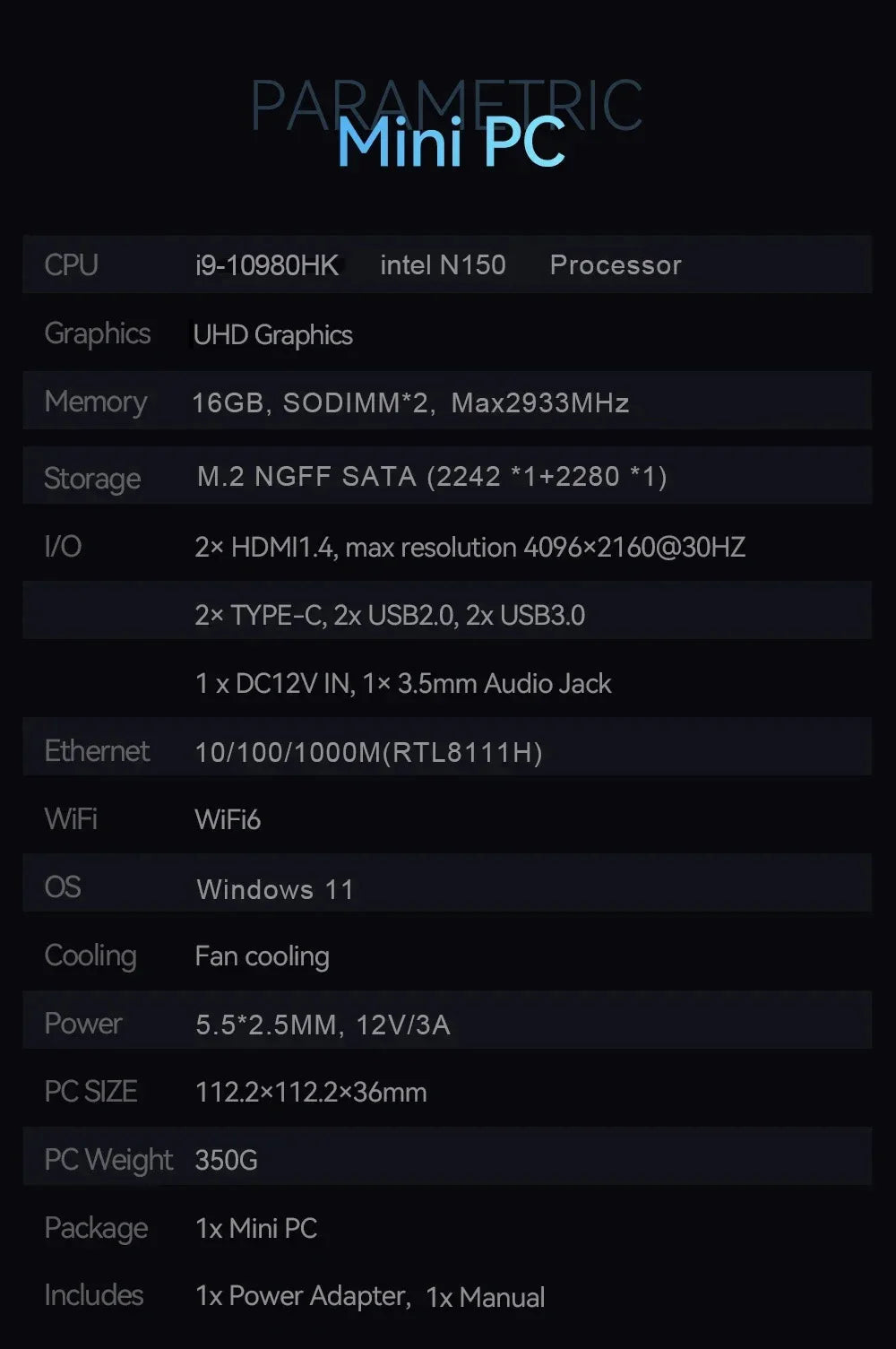 2026 Intel N150 Mini PC Windows 11 Intel Core i9 10980HK 16GB 32GB RAM Pocket Desktop PC 1TB 2TB SSD WiFi6 4KHD Gaming Computer