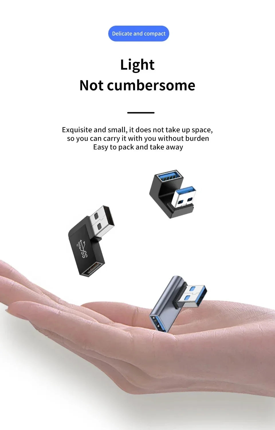 90 Right Angle USB 3.0 Extension Adapter Upward Elbow 10Gbps USB Connector for PC Male To Female Extension Plug Converter