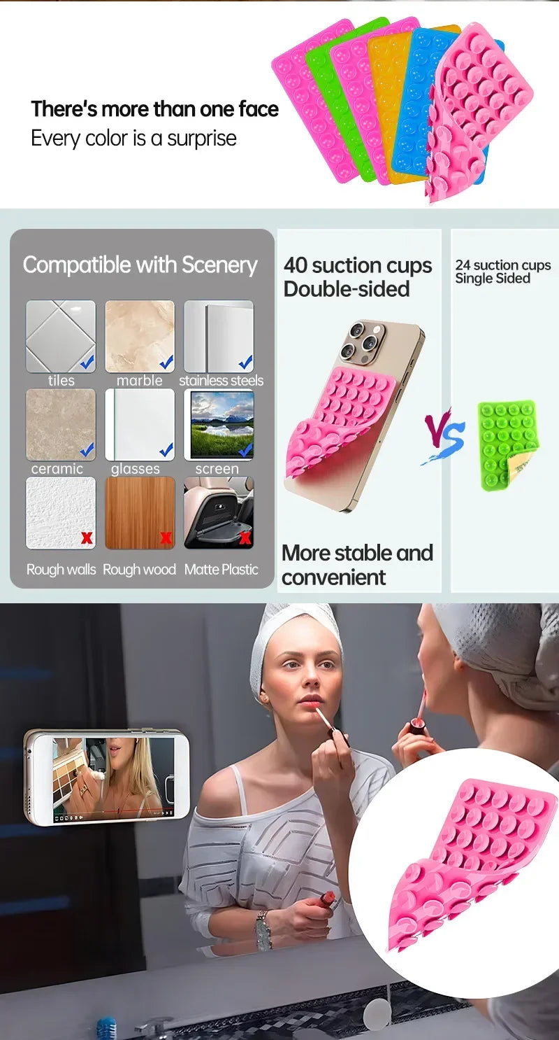 Silicone Suction Cup Phone Holde Multifunctional Fixed Anti-slip Mobile Fixture Double Sided Detachable Phone Rubber Sucker Pad