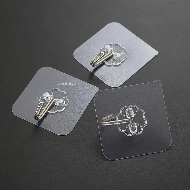 1-20Pcs Bathroom Hook Transparent Wall Hooks Hangers Self Adhesive Door Wall Hangers Hooks for Key Bag Kitchen Bath Accessories