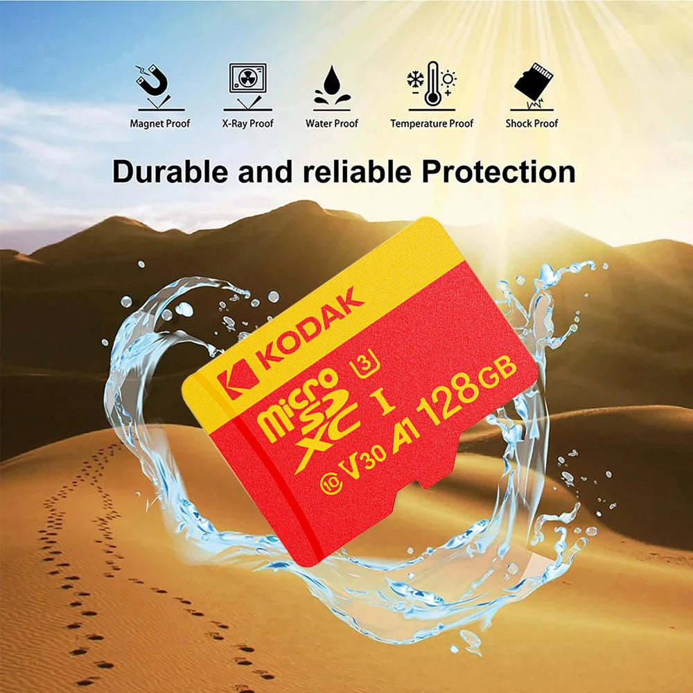 KODAK Micro SD Card 32GB-256GB UHS-I U3 V30 High Speed TF Memory Card for Smartphone Tablet Sports Camera with Adapter 16G